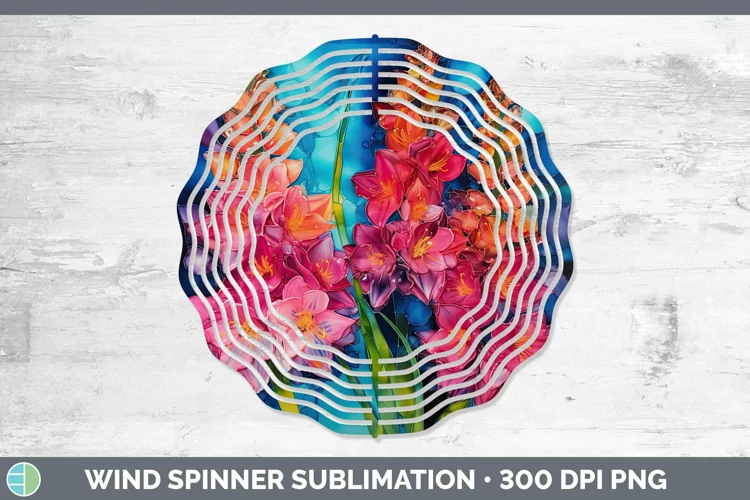 Neon Flowers Hyacinth Wind Spinner Sublimation Spinner Desig