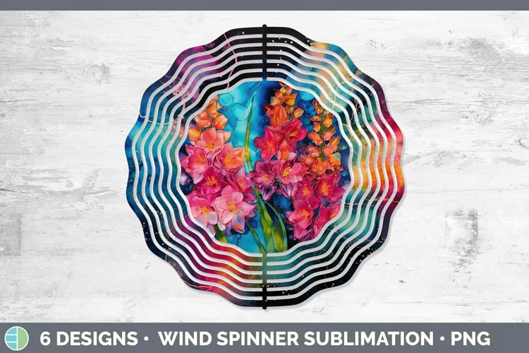 Neon Flowers Hyacinth Wind Spinner Sublimation Spinner Desig