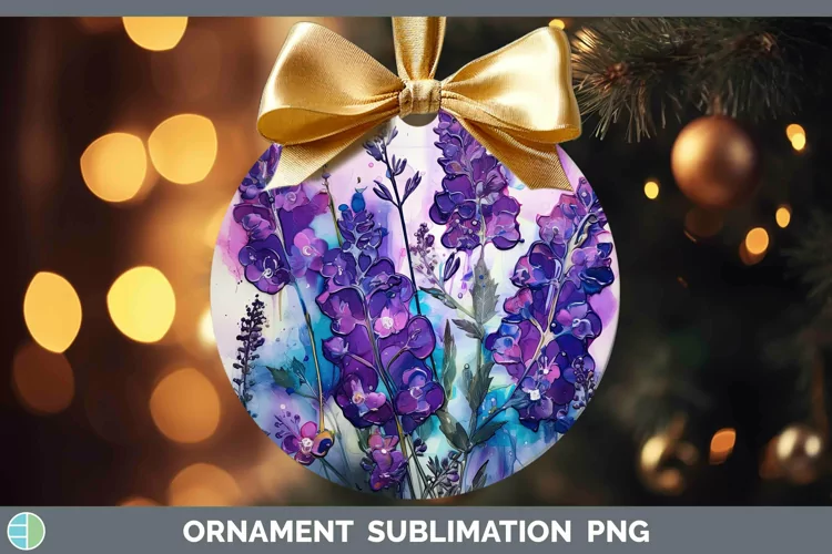 Neon Flowers Lavender Ornament Sublimation Bauble Designs