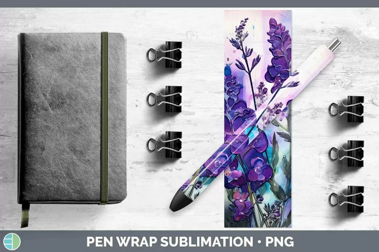 Neon Flowers Lavender Pen Wrap Sublimation Epoxy Pen Designs