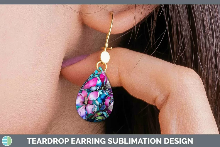 Neon Flowers Magnolia Teardrop Earrings Sublimation Earrings