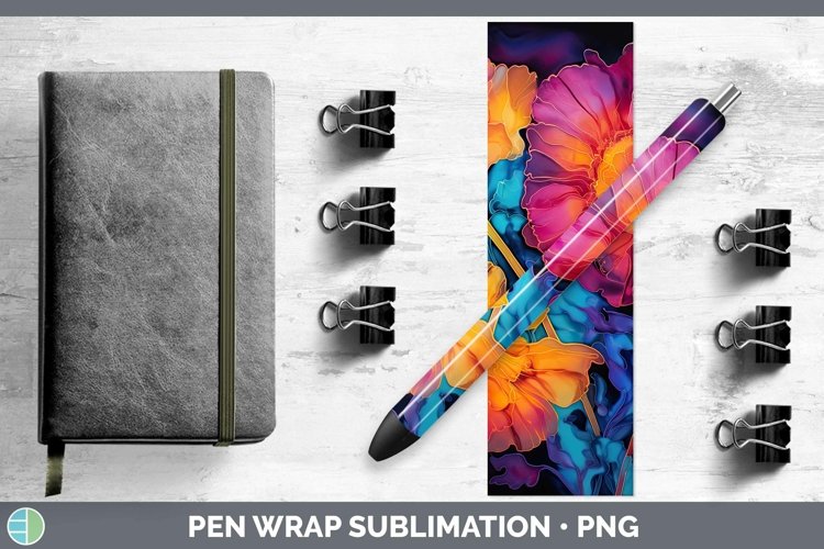 GorgeousNeon Flowers Pen Wrap design.