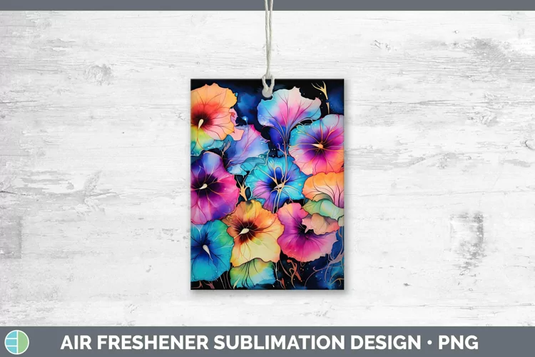 Neon Flowers Morning Glory Air Freshener Sublimation Car Fre