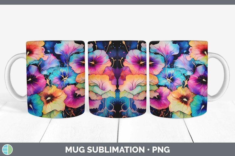 GorgeousNeon Flowers Mug Wrap design.