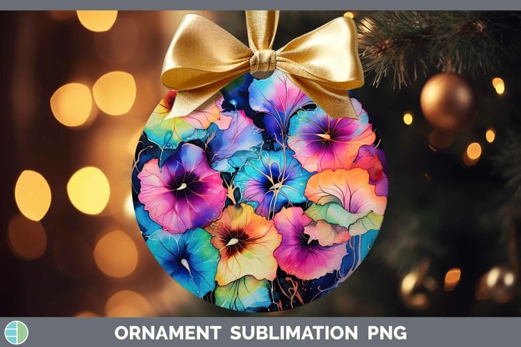 Neon Flowers Morning Glory Ornament Sublimation Bauble Desig