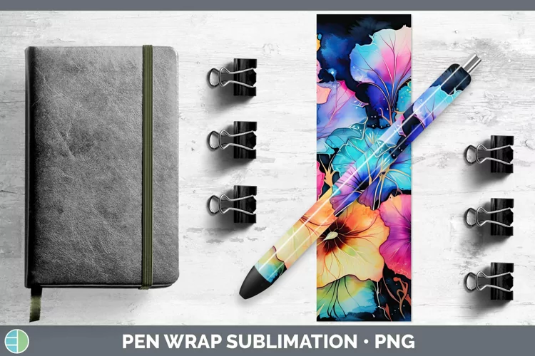 Neon Flowers Morning Glory Pen Wrap Sublimation Epoxy Pen De