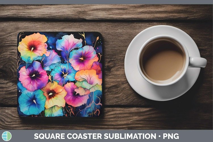 GorgeousNeon Flowers Square Coaster design.