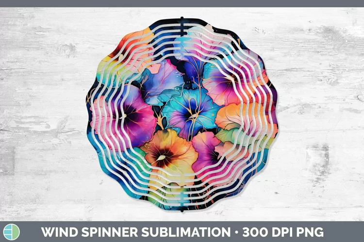 Neon Flowers Morning Glory Wind Spinner Sublimation Spinner