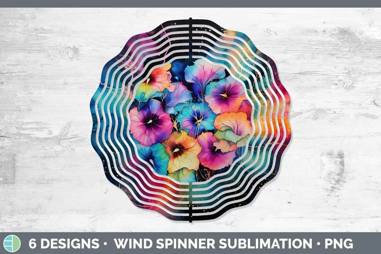 Neon Flowers Morning Glory Wind Spinner Sublimation Spinner