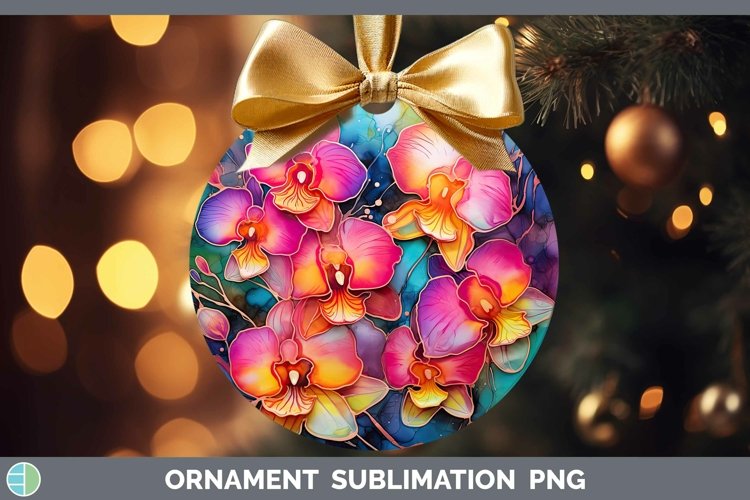 Neon Flowers Orchid Ornament Sublimation Bauble Designs