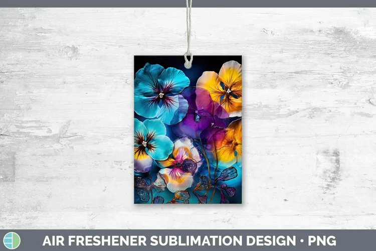 Neon Flowers Pansy Air Freshener Sublimation Car Freshener D