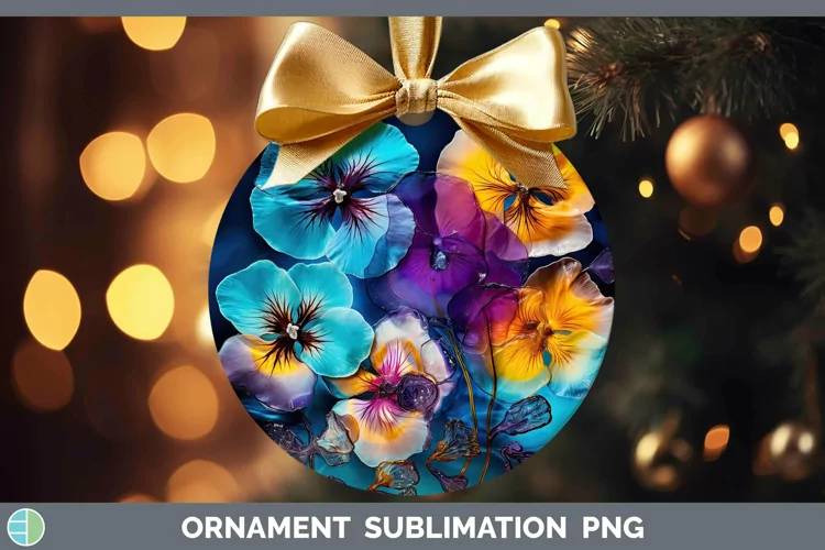 Neon Flowers Pansy Ornament Sublimation Bauble Designs