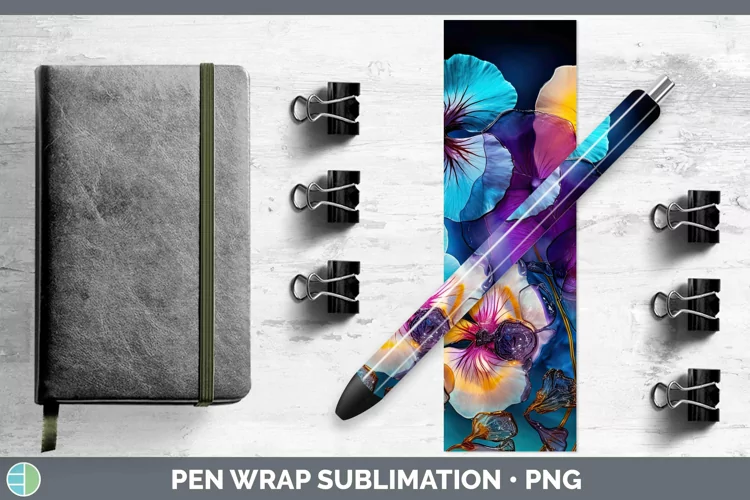 Neon Flowers Pansy Pen Wrap Sublimation Epoxy Pen Designs