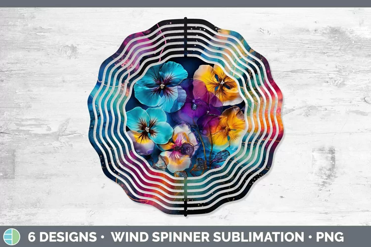 Neon Flowers Pansy Wind Spinner Sublimation Spinner Designs