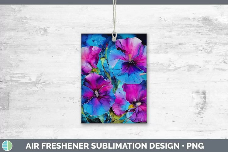 Neon Flowers Petunia Air Freshener Sublimation Car Freshener