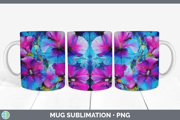 GorgeousNeon Flowers Mug Wrap design.