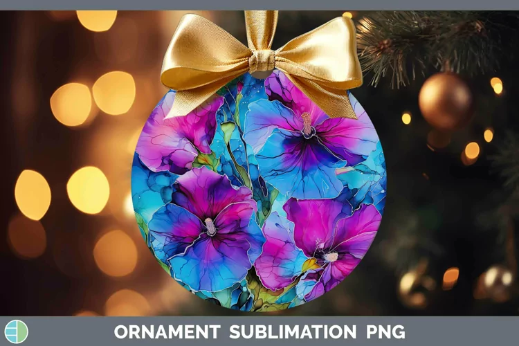 Neon Flowers Petunia Ornament Sublimation Bauble Designs
