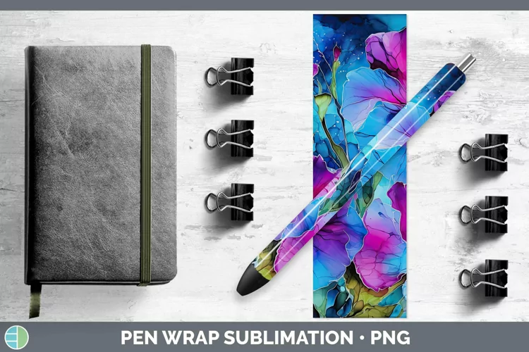 Neon Flowers Petunia Pen Wrap Sublimation Epoxy Pen Designs