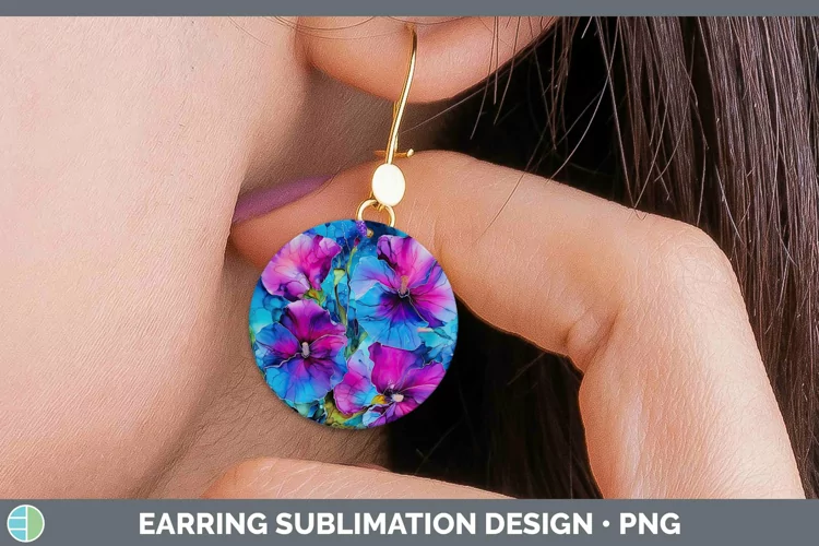 Neon Flowers Petunia Round Earrings Sublimation Earrings Des