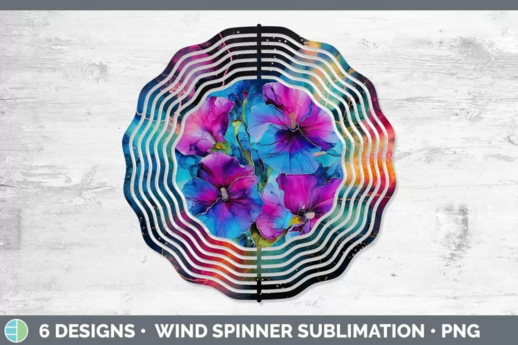Neon Flowers Petunia Wind Spinner Sublimation Spinner Design