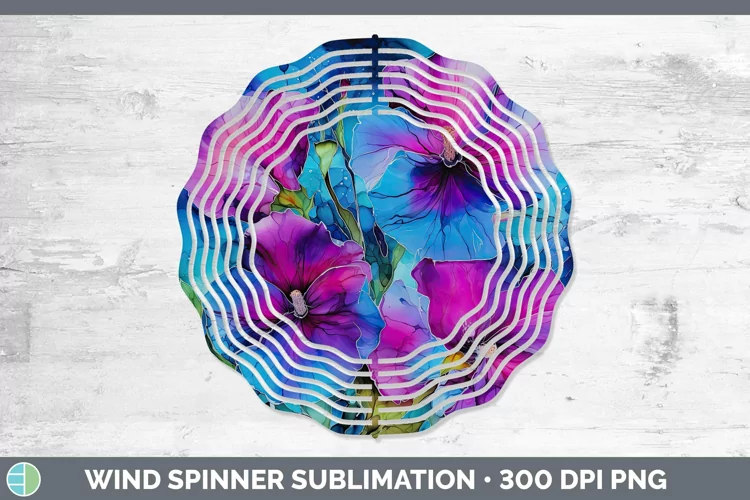 Neon Flowers Petunia Wind Spinner Sublimation Spinner Design