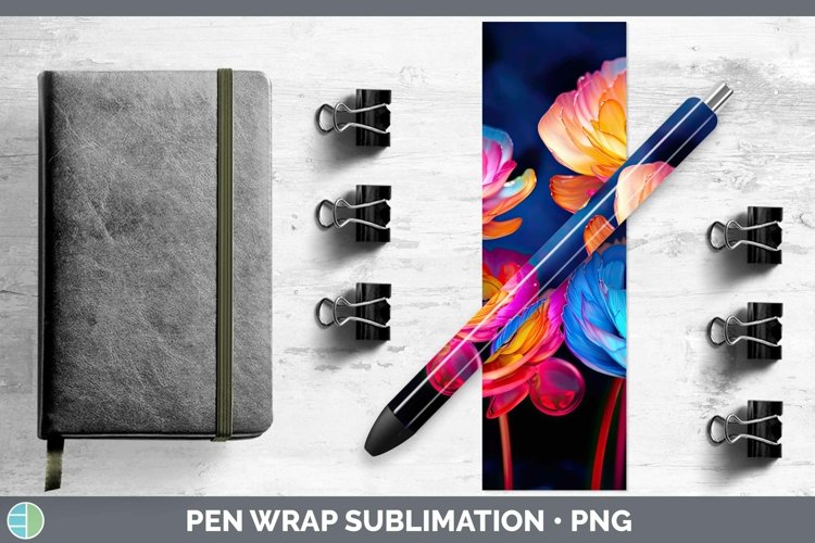 GorgeousNeon Flowers Pen Wrap design.