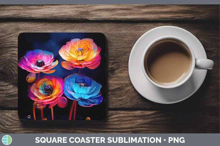 GorgeousNeon Flowers Square Coaster design.