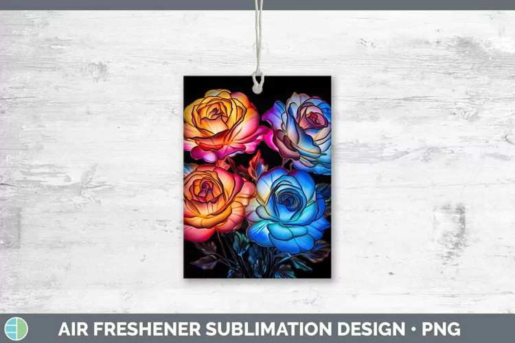 Neon Flowers Rose Air Freshener Sublimation Car Freshener De