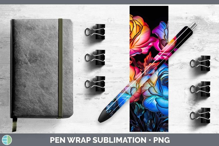 GorgeousNeon Flowers Pen Wrap design.