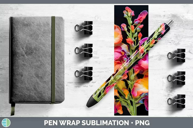 Neon Flowers Snapdragon Pen Wrap Sublimation Epoxy Pen Desig