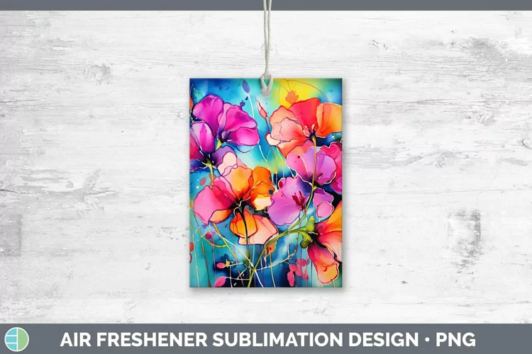 Neon Flowers Sweet Pea Air Freshener Sublimation Car Freshen