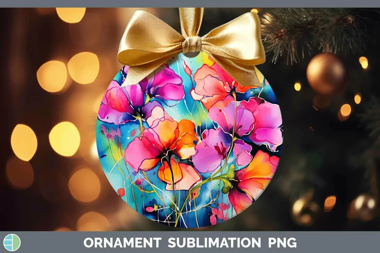 Neon Flowers Sweet Pea Ornament Sublimation Bauble Designs