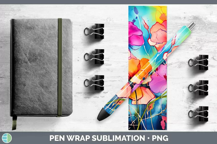 Neon Flowers Sweet Pea Pen Wrap Sublimation Epoxy Pen Design