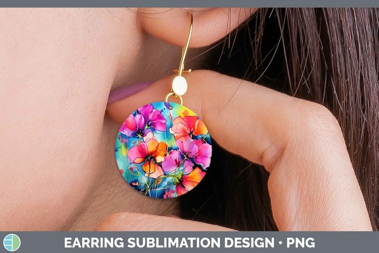 GorgeousNeon Flowers Round Earrings design.