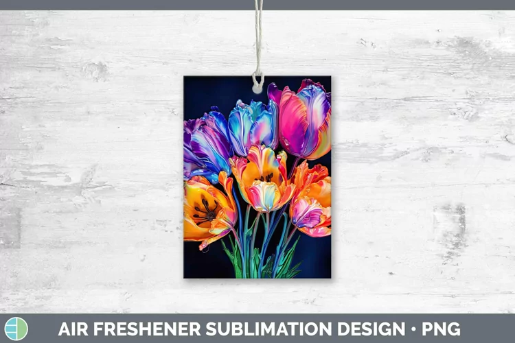 Neon Flowers Tulip Air Freshener Sublimation Car Freshener D