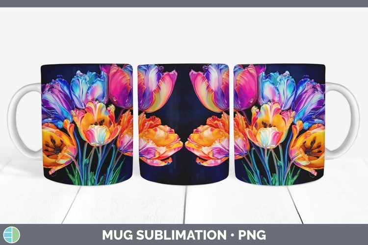 GorgeousNeon Flowers Mug Wrap design.