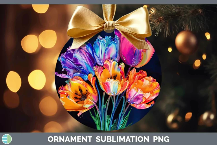 Neon Flowers Tulip Ornament Sublimation Bauble Designs