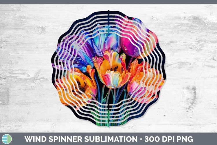 Neon Flowers Tulip Wind Spinner Sublimation Spinner Designs