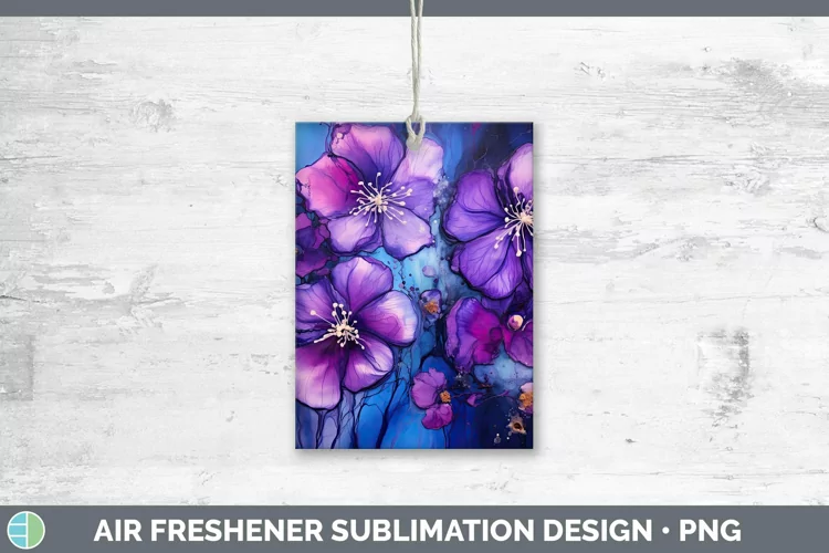 Neon Flowers Violet Air Freshener Sublimation Car Freshener