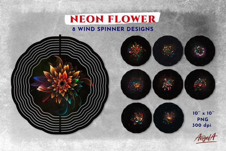 Neon Flower wind spinner sublimation bundle. Abstract flower