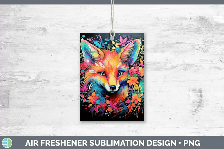Neon Fox Air Freshener Sublimation Car Freshener Designs
