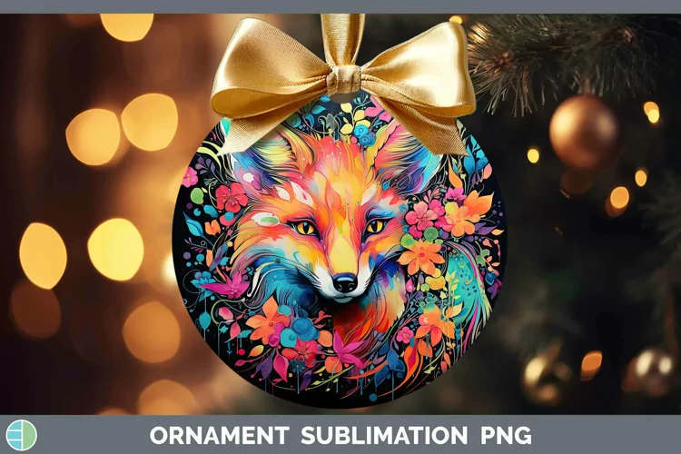 Neon Fox Ornament Sublimation Bauble Designs