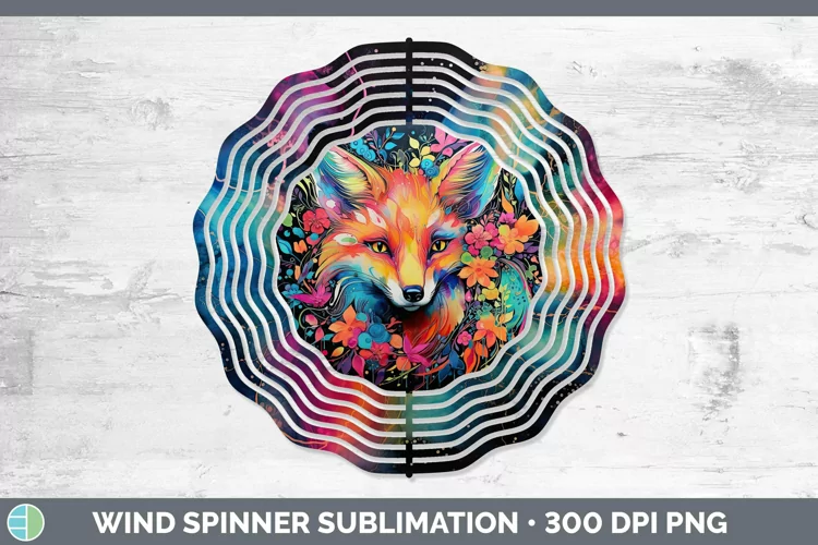 Neon Fox Wind Spinner Sublimation Spinner Designs