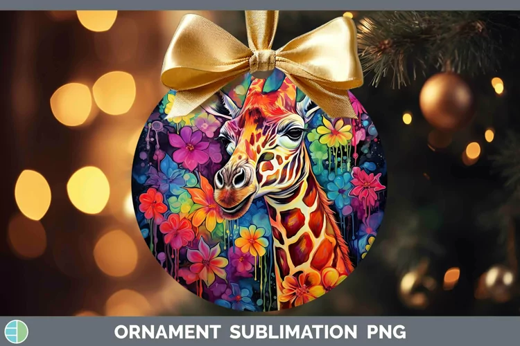 Neon Giraffe Ornament Sublimation Bauble Designs