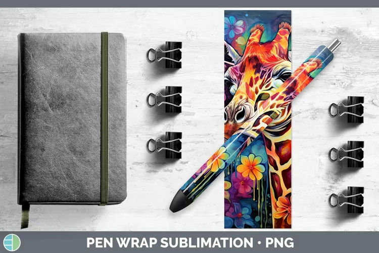 Neon Giraffe Pen Wrap Sublimation Epoxy Pen Designs