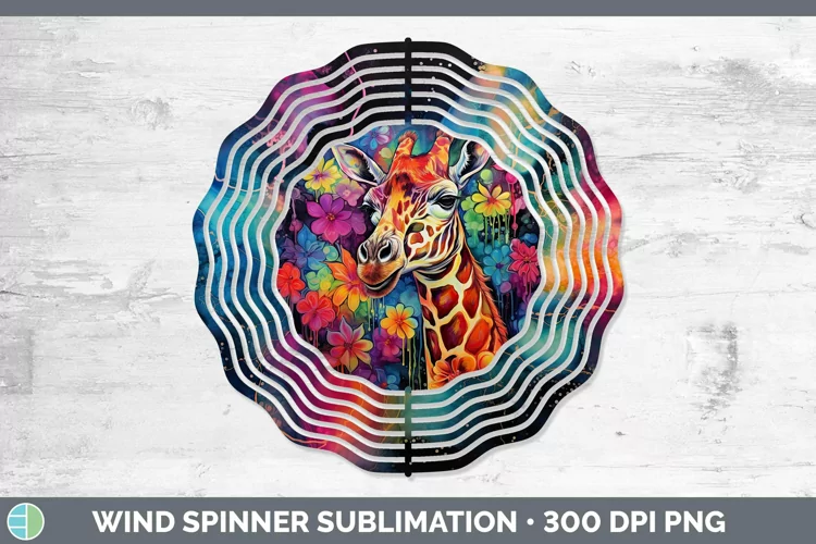 Neon Giraffe Wind Spinner Sublimation Spinner Designs