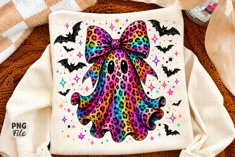 Neon Glitter Ghost Halloween Coquette Png,Spooky Season Png