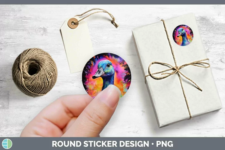 Neon Goose Stickers | Round Labels Designs