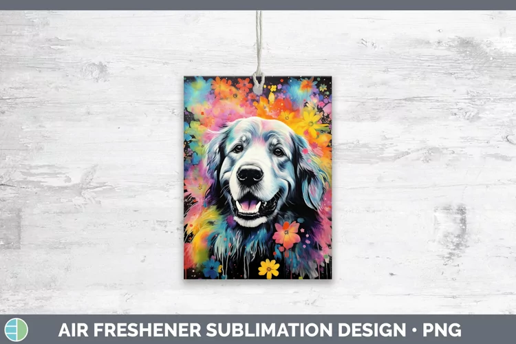 Neon Great Pyrenees Air Freshener Sublimation Car Freshener