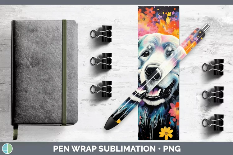Neon Great Pyrenees Pen Wrap Sublimation Epoxy Pen Designs